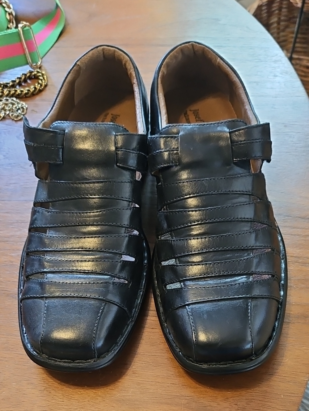 Josef Seibel Fisherman Sandals Mens  11-11.5 EUR 45 Black Hook And Loop Leather